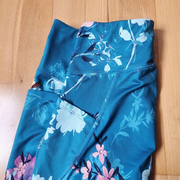 Tek Gear Teal floral leggings, Medium - Picture 4 of 5